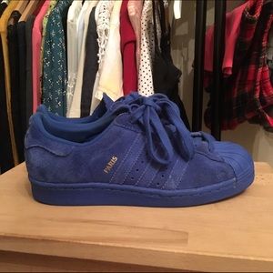 Adidas Blue Suede City superstar sneakers!!
