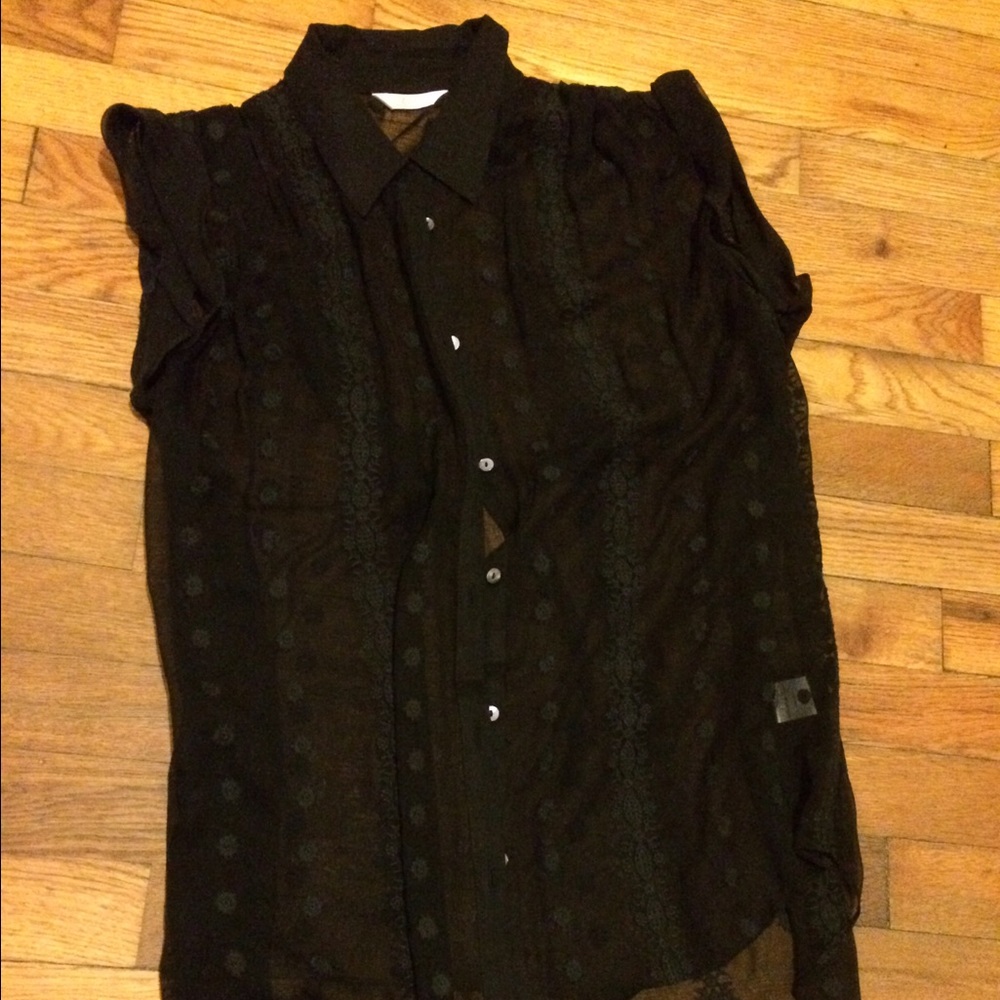 Sheer button down top