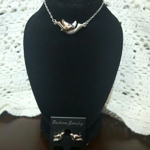 2 pc dove necklace and earring set