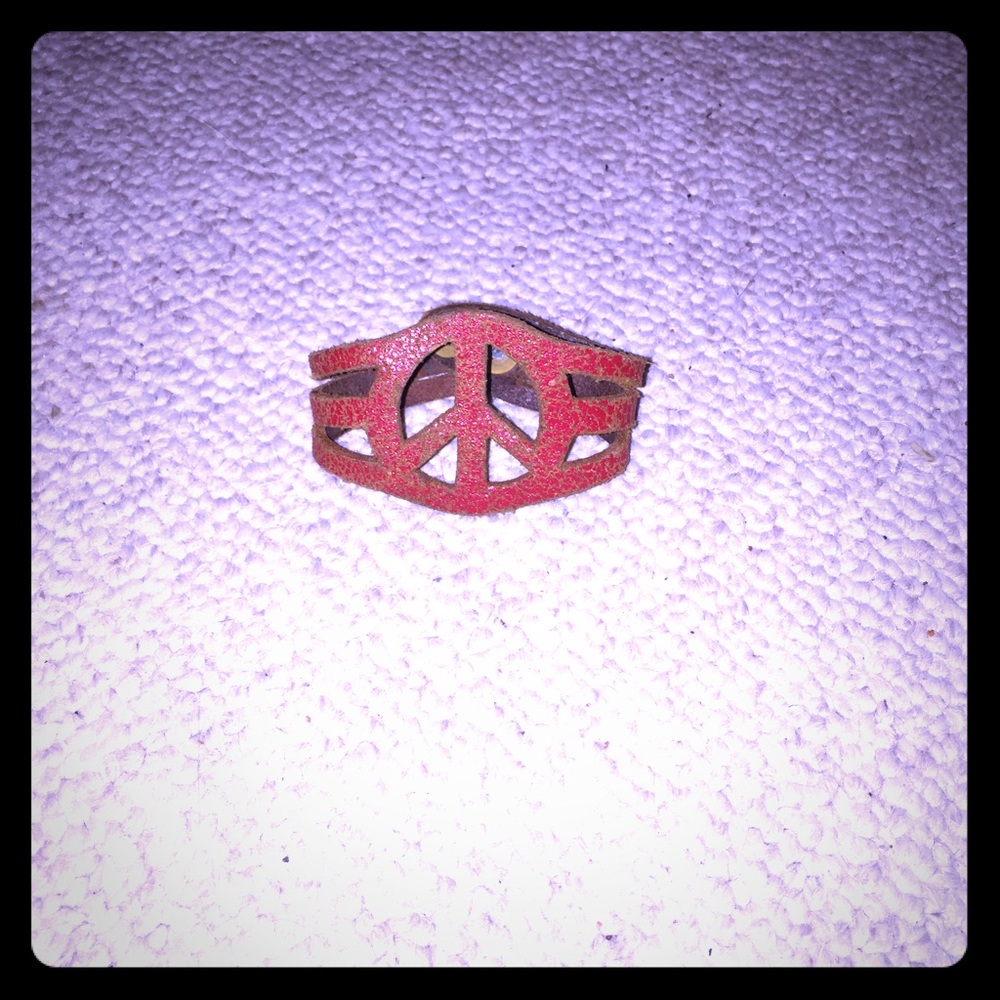 Red leather Peace bracelet