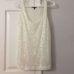Express Cream / Off white Sequin Tank Top Small