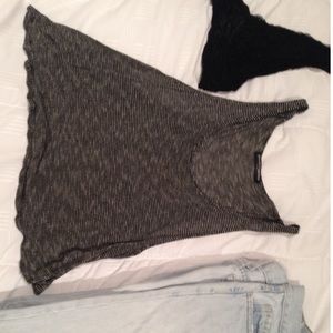 Brandy Melville Black and White Striped Tank