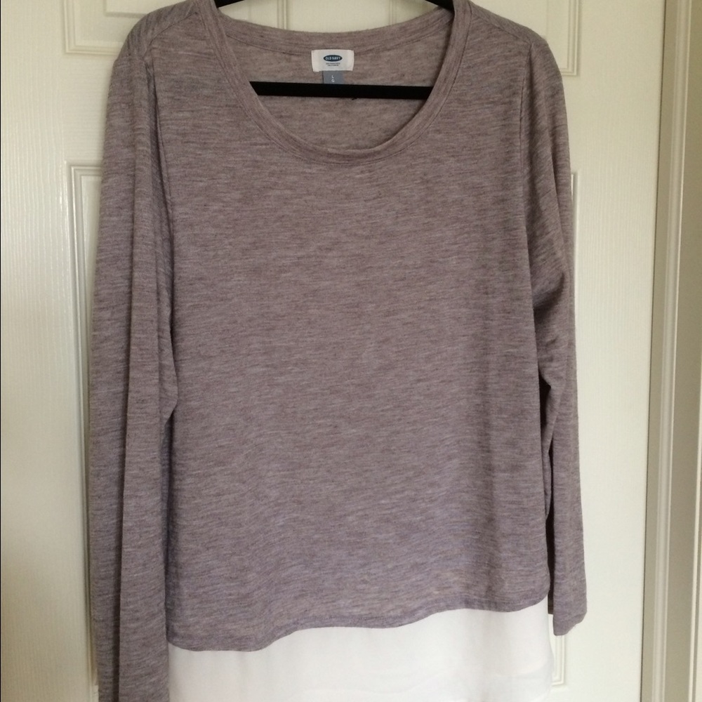 Relaxed Chiffon-hem Knit Top