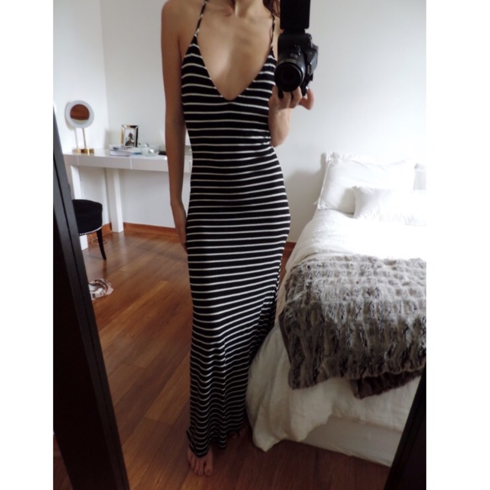 Urban outfitters stripe open back maxi dress