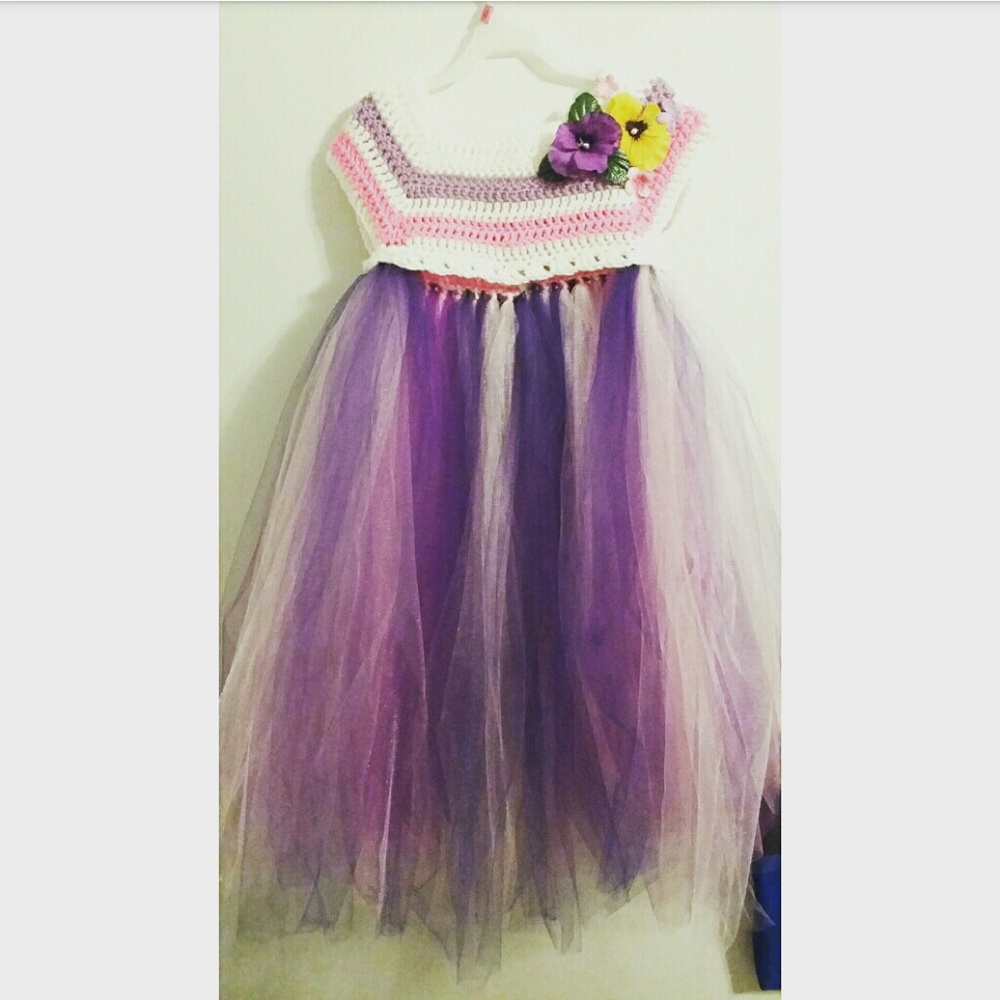 Crochet Flowered Tutu Dress