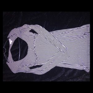 White and black long sleeve dress