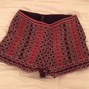 Embroidered and beaded tribal high waisted shorts