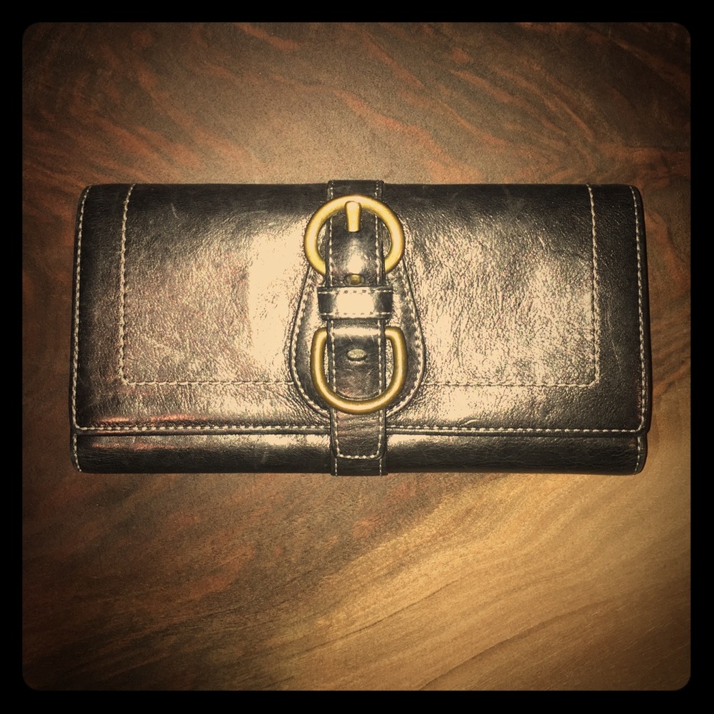 Black leather coach wallet