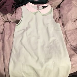 Mint contrast collar sleeveless shift dress