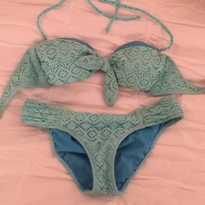 Turquoise crochet bikini