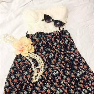 Floral Strapless Fit & Flare Mini Dress
