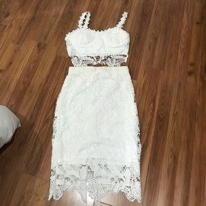 White crotchet two-piece set