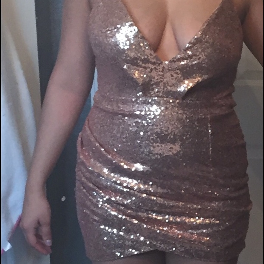 Rose gold sequin dress!