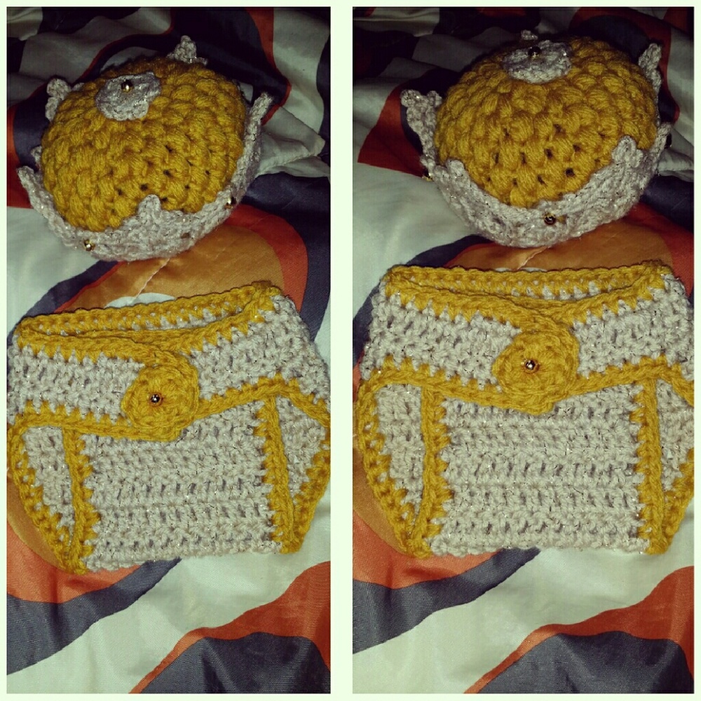 Crochet Royal Crown And Diaper Cover