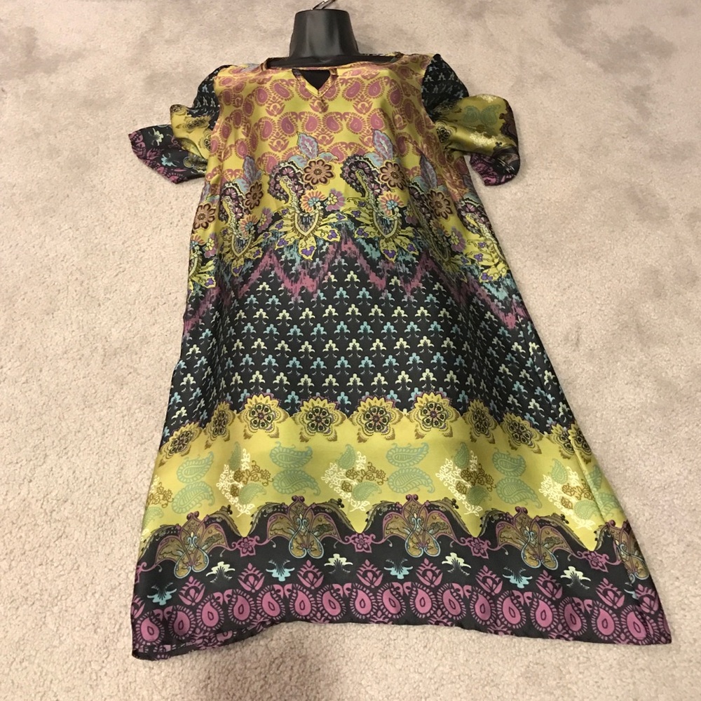 Hues of green purple dress