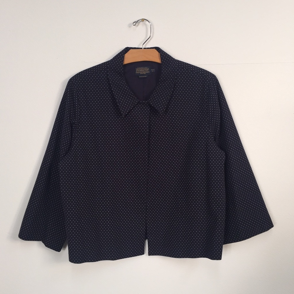Pendleton Navy PolkaDot Waist Length Jacket Petite