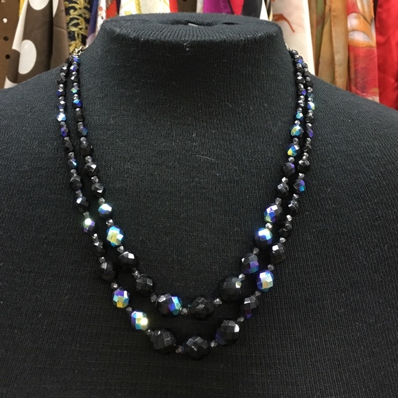 Jewelry Lovely Black And Iridescent Crystal Necklace Poshmark