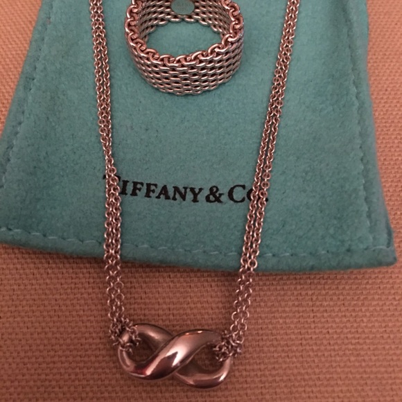 Tiffany eternity necklace and mesh ring together - Picture 2 of 5