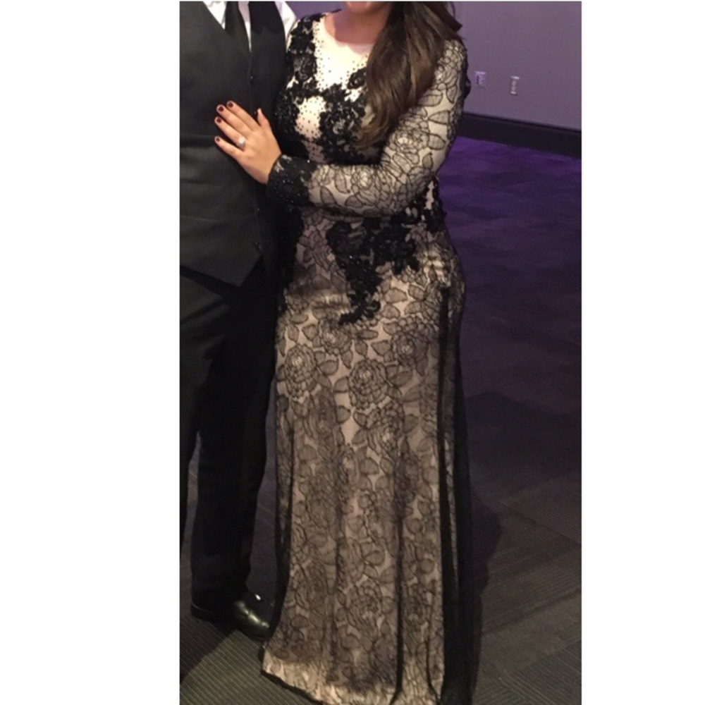Black and nude long sleeve gown