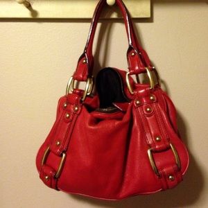 Banana Republic cherry-red genuine leather purse.