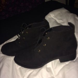 Black fake suede booties