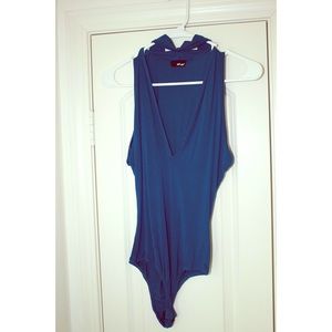 NWOT Blue Choker Bodysuit