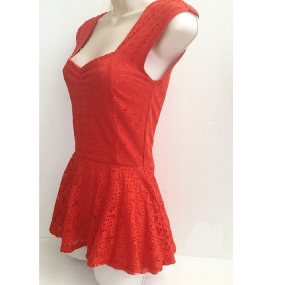 Red Peplum Swing Top