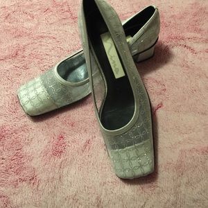 Silver low heel shoes