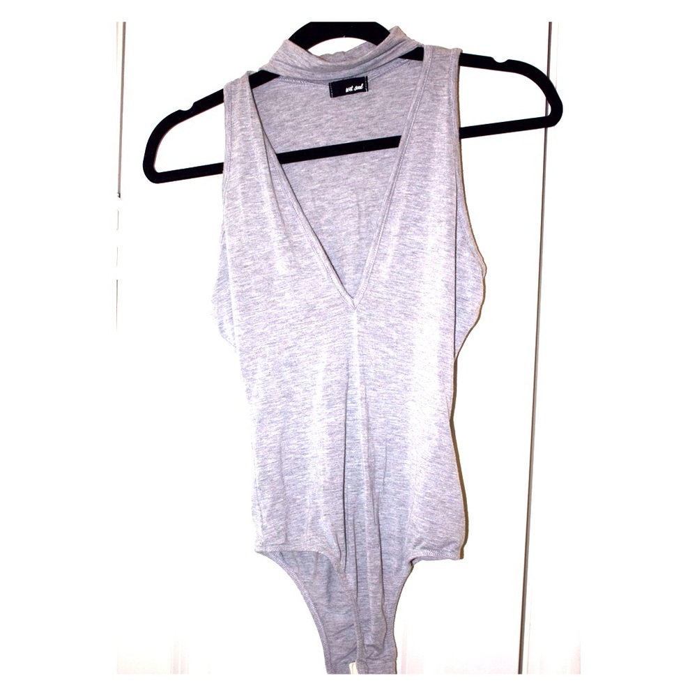 NWOT Gray Choker Bodysuit