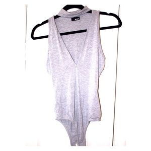 NWOT Gray Choker Bodysuit