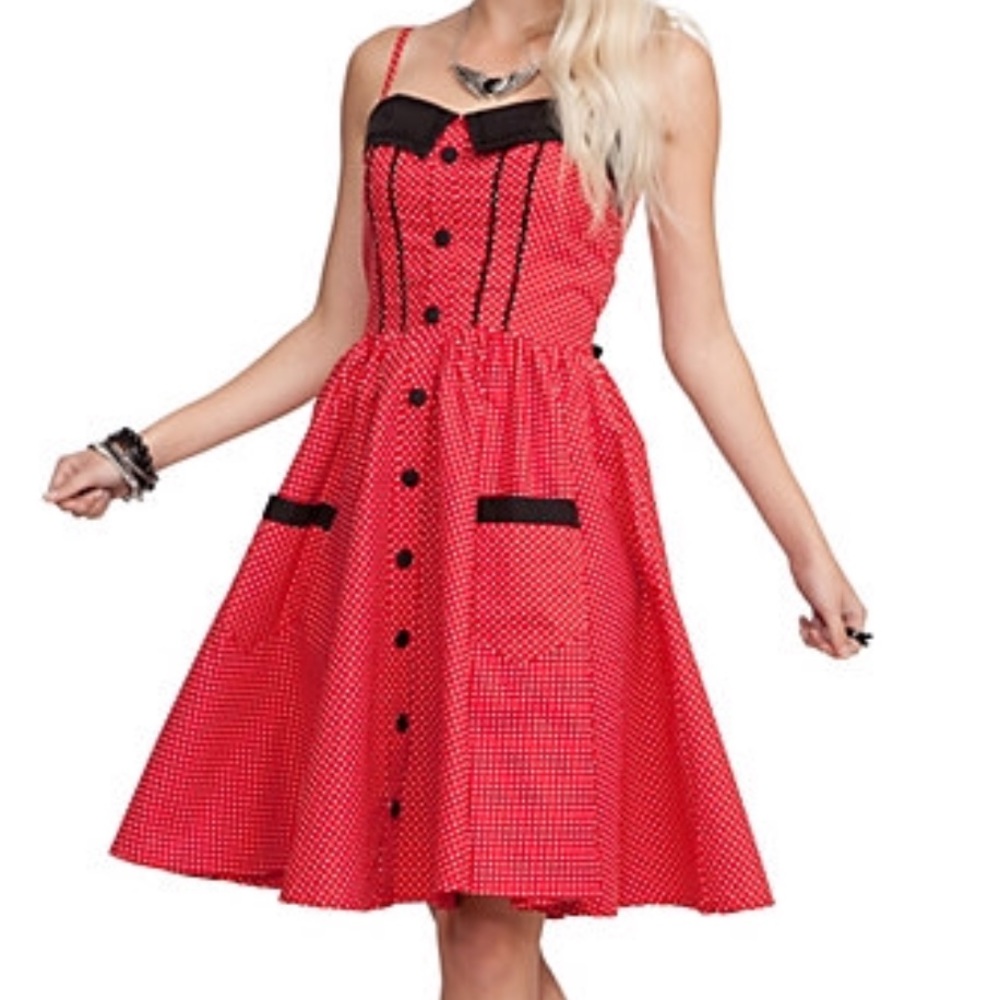Hell Bunny Vixen red polka dot dress.
