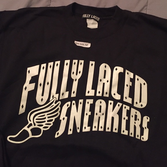 Men's Fully Laced Sneakers Sweatshirt Medium - Picture 2 of 4