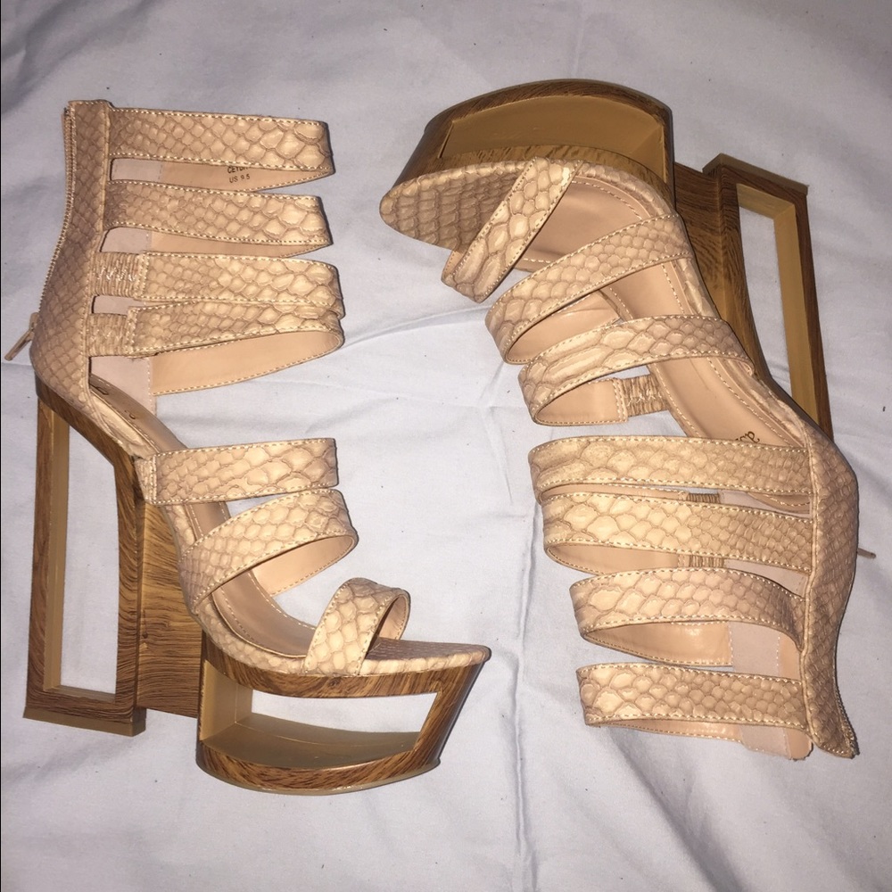"CEYDA" beau+ashe Faux Snakeskin Heels