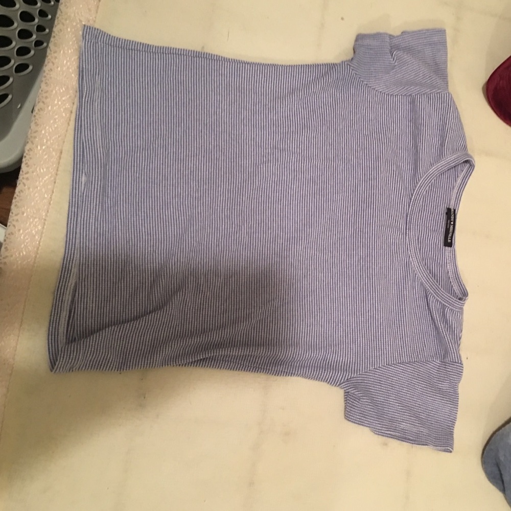 Brandy Melville cropped navy stripe shirt