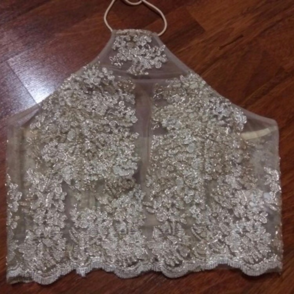 Gold Halter Lace Top - Picture 3 of 3