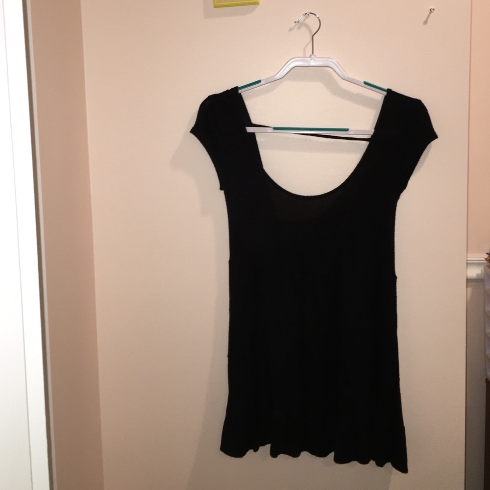 Short black dress with scoop back