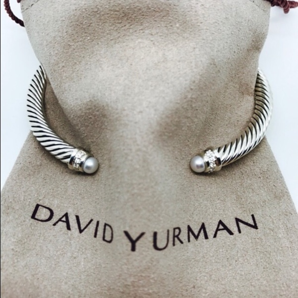 David Yurman Silver Bracelet, pearls and diamonds