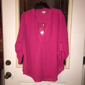 Hot pink sheer blouse