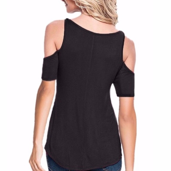 Elegant and Sexy Cold Open Shoulder Wine Red Top - Picture 2 of 4