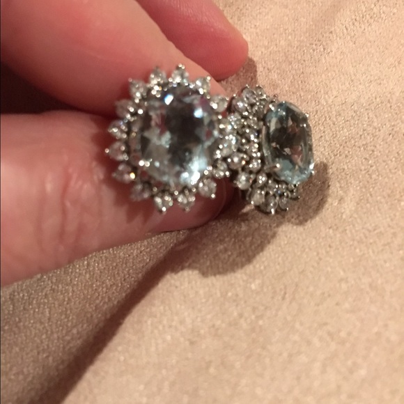 Jewelry - Blue topaz/white topaz silver earrings
