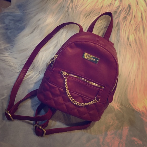 burgundy mini backpack