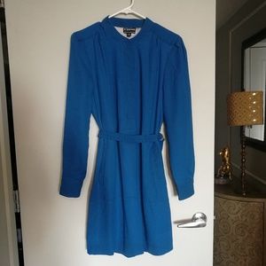 Blue Dress w/ button, belt and pockets