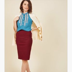 Modcloth Cranberry L Alluring Profesh Skirt