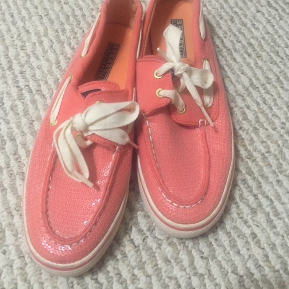 Coral Pink Sequin Sperry Topsider's - Picture 1 of 4
