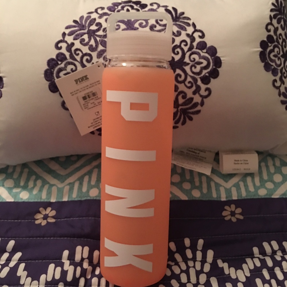 VS PINK GLASS SILICONE WATERBOTTLE
