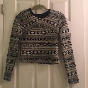 Embroidered long sleeve crop top