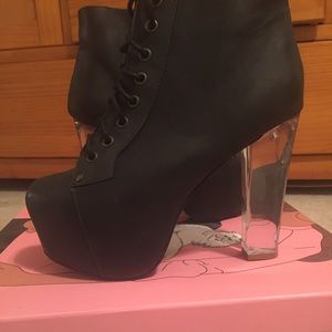 Jeffrey Campbell black Lita boot clear and black.