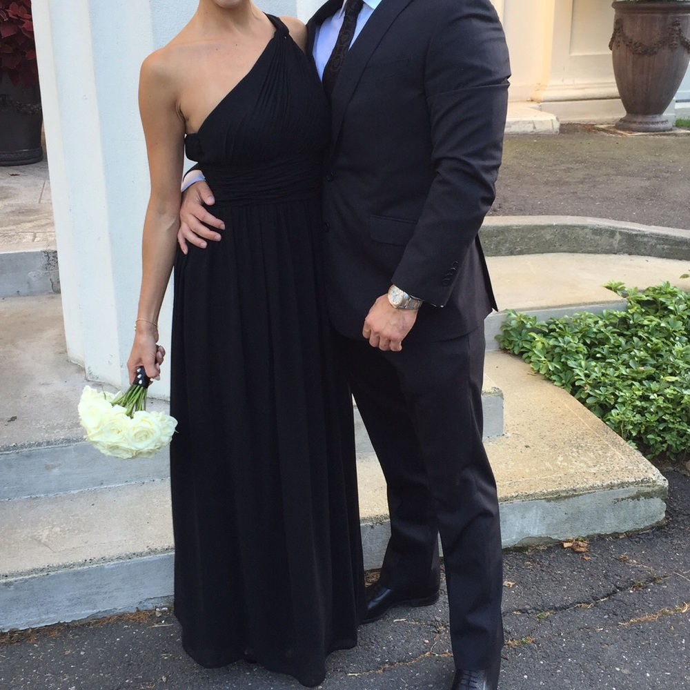 Donna Morgan one shoulder bridesmaid dress