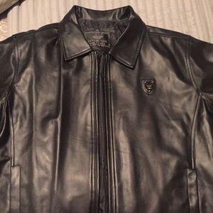 Mens Black EA Italian Leather Jacket