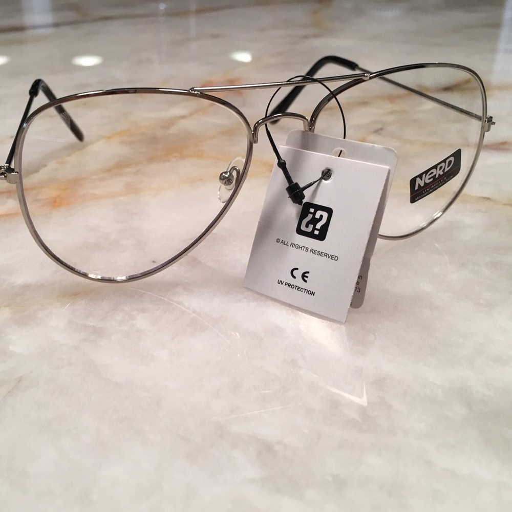 Chic Silver Frame Clear Aviator Glasses
